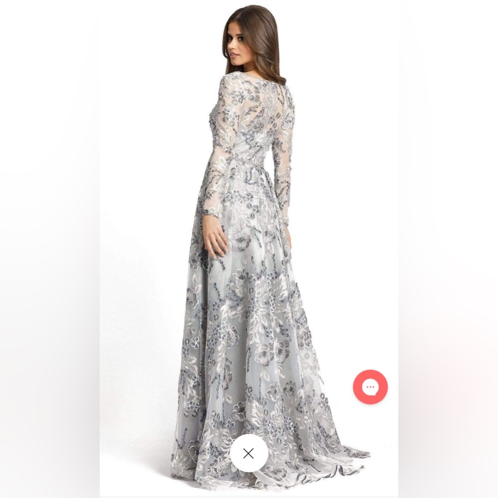 Floral embellished illusion sleeve A-line gown - Picture 2 of 3